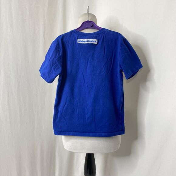 Boy’s Size 12 Shirt Maison De Bouchard Big Logo Blue Short Sleeve Crewneck - Picture 3 of 5